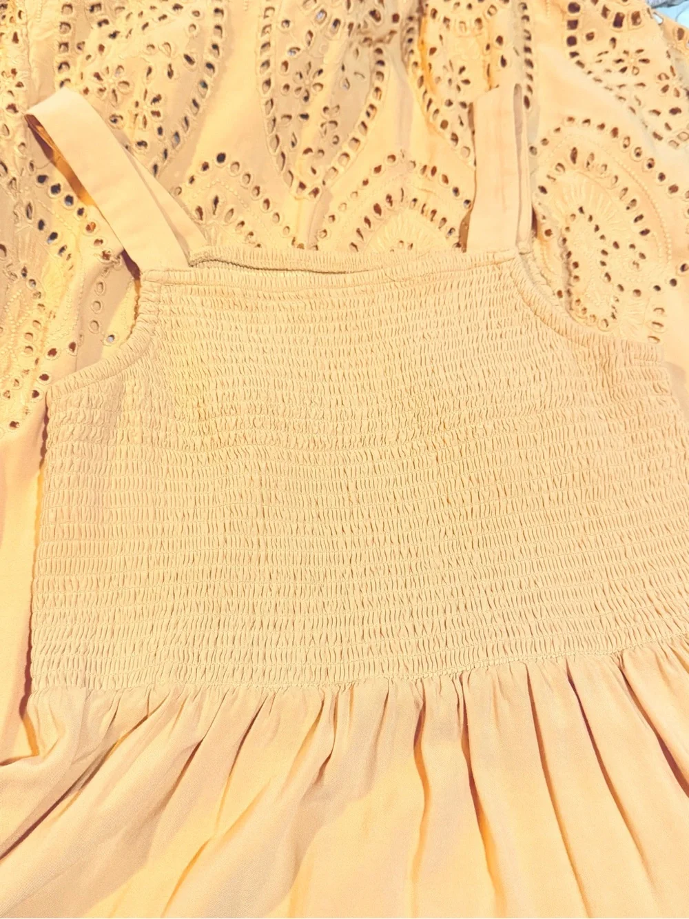 Maurices Yellow Eyelet-Hem Maxi Dress